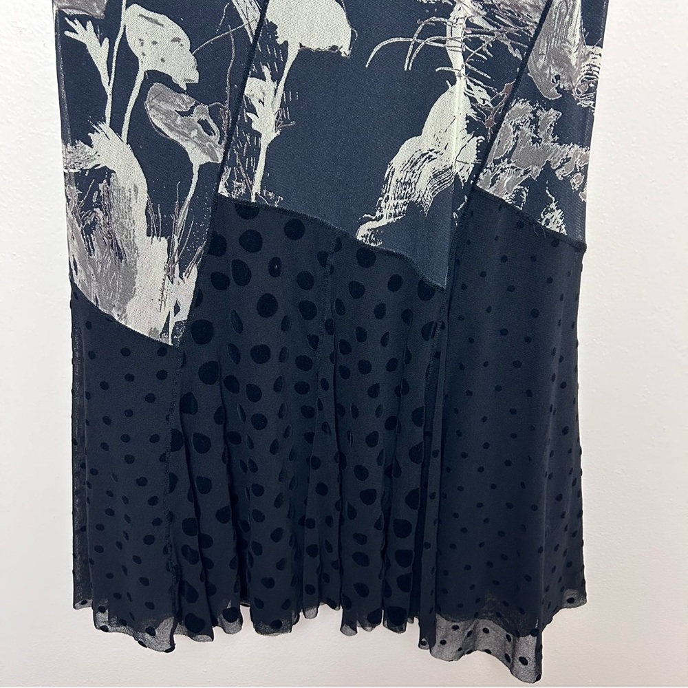 Fuzzy Midi Mesh Polka Dot Abstract Black Skirt - image 3